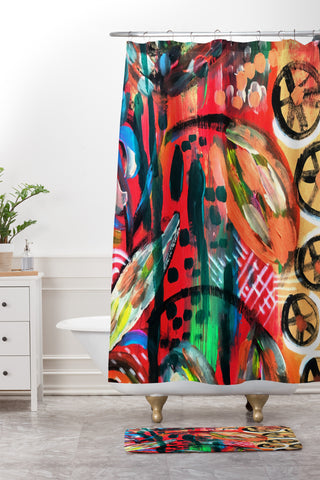 Julia Da Rocha Abstract Bloom Shower Curtain And Mat