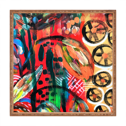 Julia Da Rocha Abstract Bloom Square Tray