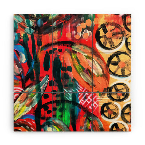 Julia Da Rocha Abstract Bloom Wood Wall Mural