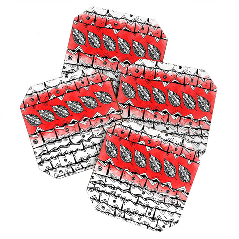 Julia Da Rocha Azteca Red Coaster Set