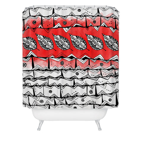 Julia Da Rocha Azteca Red Shower Curtain