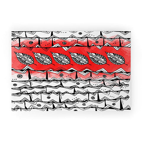 Julia Da Rocha Azteca Red Welcome Mat