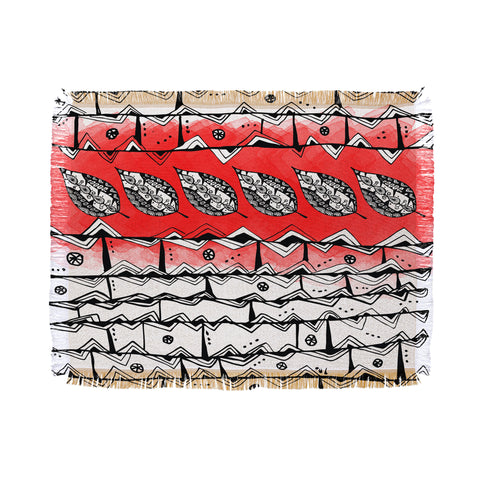 Julia Da Rocha Azteca Red Throw Blanket