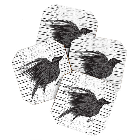 Julia Da Rocha Black Bird Coaster Set