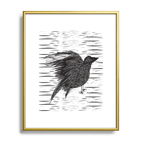 Julia Da Rocha Black Bird Metal Framed Art Print