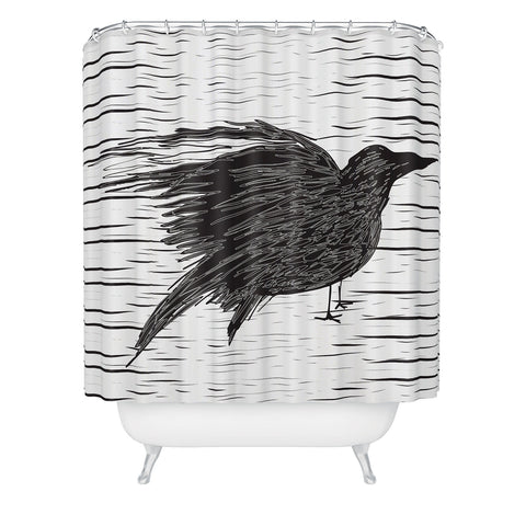 Julia Da Rocha Black Bird Shower Curtain