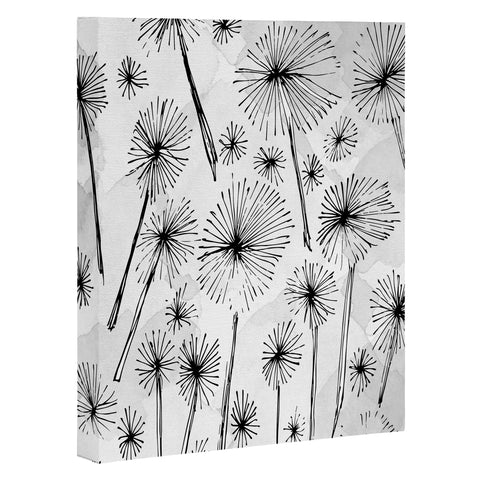 Julia Da Rocha Black Dandelion Art Canvas