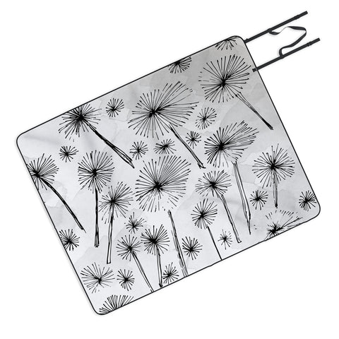 Julia Da Rocha Black Dandelion Picnic Blanket