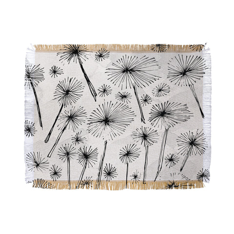 Julia Da Rocha Black Dandelion Throw Blanket