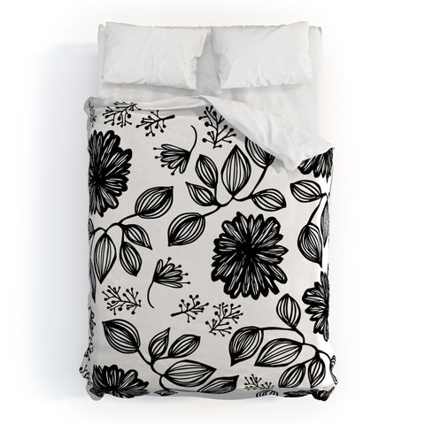 Julia Da Rocha Blk Flores Duvet Cover