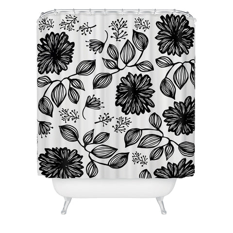 Julia Da Rocha Blk Flores Shower Curtain