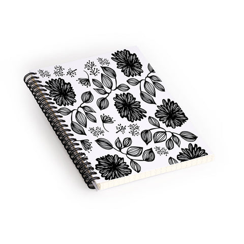 Julia Da Rocha Blk Flores Spiral Notebook