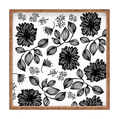 Julia Da Rocha Blk Flores Square Tray