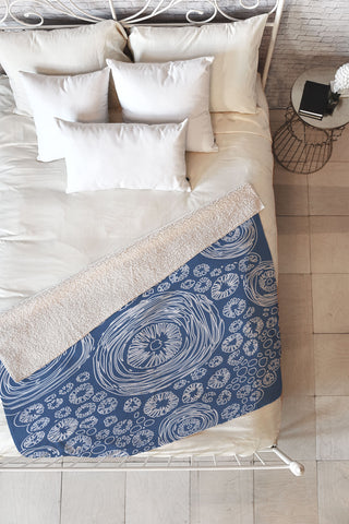 Julia Da Rocha Bluflower Fleece Throw Blanket