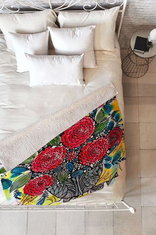 Julia Da Rocha Bouquet Of Flowers Peonies Fleece Throw Blanket
