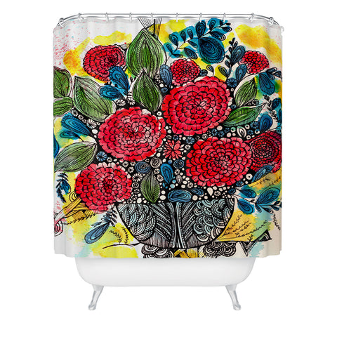 Julia Da Rocha Bouquet Of Flowers Peonies Shower Curtain