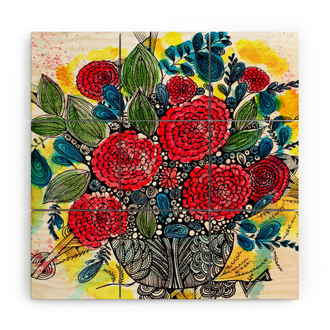 Julia Da Rocha Bouquet Of Flowers Peonies Wood Wall Mural