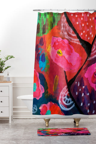 Julia Da Rocha Bright Bloom Shower Curtain And Mat