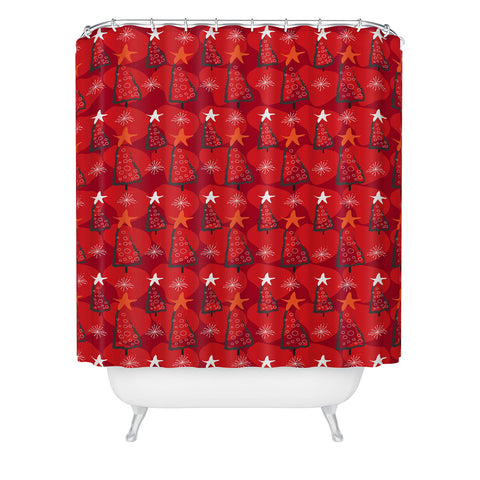 Julia Da Rocha ChristmasTrees Shower Curtain