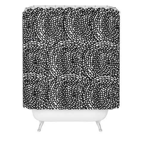 Julia Da Rocha Dahlias Black Shower Curtain