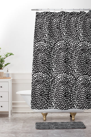 Julia Da Rocha Dahlias Black Shower Curtain And Mat