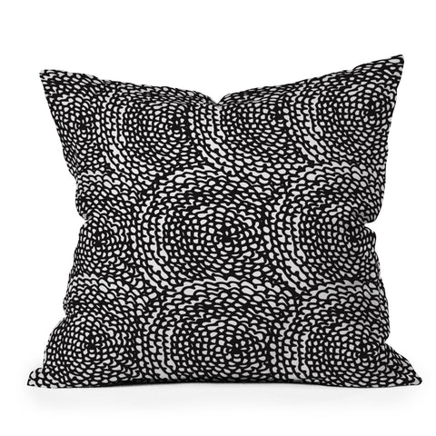 Julia Da Rocha Dahlias Black Throw Pillow
