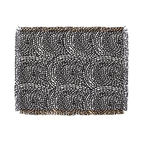 Julia Da Rocha Dahlias Black Throw Blanket
