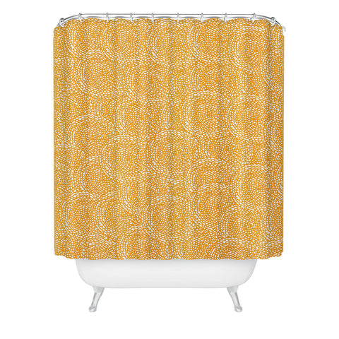 Julia Da Rocha Dahlias Yellow Shower Curtain