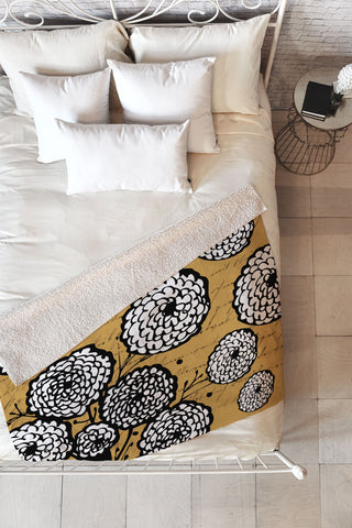 Julia Da Rocha Flowery Letter Fleece Throw Blanket