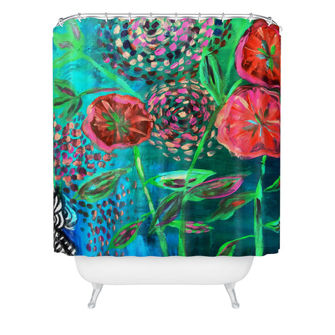 Julia Da Rocha Full Bloom Shower Curtain