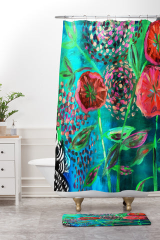 Julia Da Rocha Full Bloom Shower Curtain And Mat
