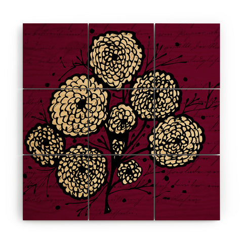 Julia Da Rocha Letters And Flowers Wood Wall Mural