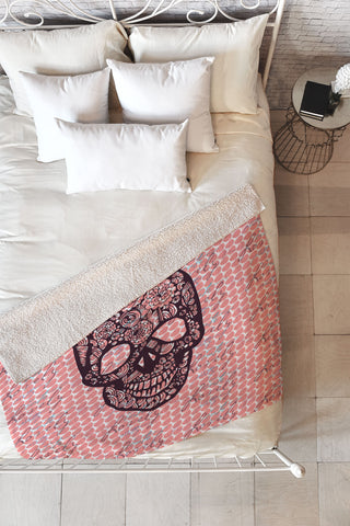 Julia Da Rocha Lovely Skull Fleece Throw Blanket