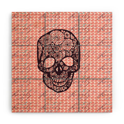 Julia Da Rocha Lovely Skull Wood Wall Mural