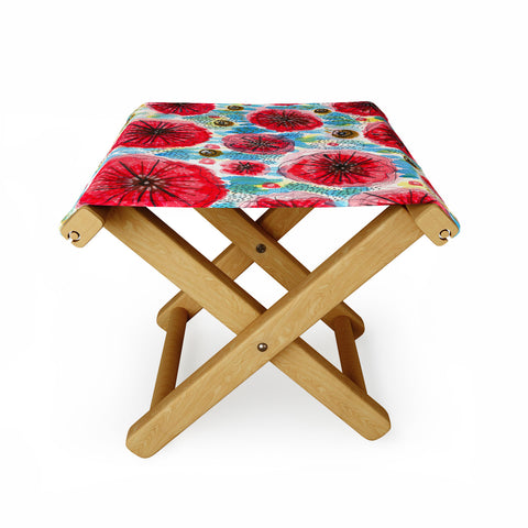 Julia Da Rocha Peonies Bloom Folding Stool