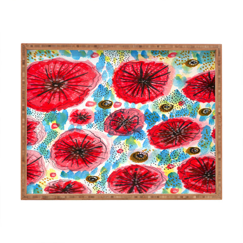 Julia Da Rocha Peonies Bloom Rectangular Tray