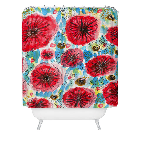 Julia Da Rocha Peonies Bloom Shower Curtain
