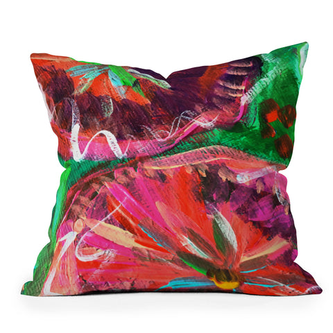 Julia Da Rocha Peony Bloom Throw Pillow