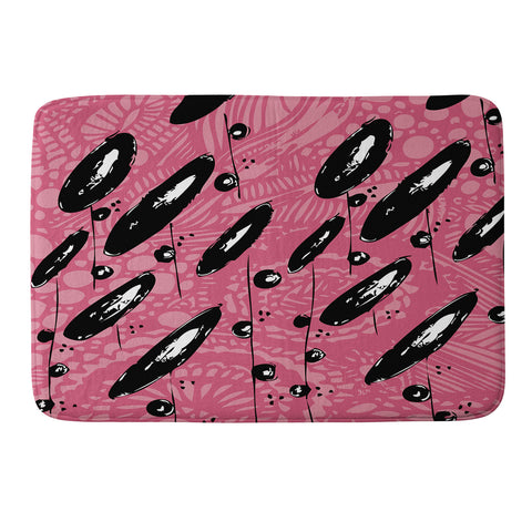 Julia Da Rocha Pink Funky Flowers 3 Memory Foam Bath Mat