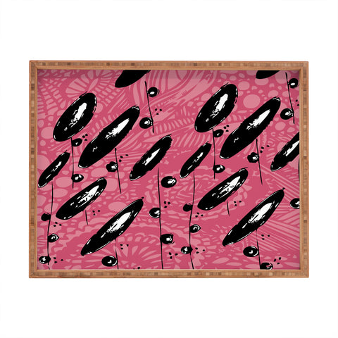 Julia Da Rocha Pink Funky Flowers 3 Rectangular Tray