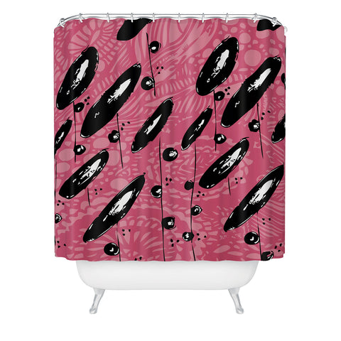 Julia Da Rocha Pink Funky Flowers 3 Shower Curtain