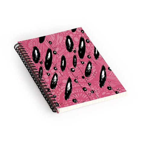 Julia Da Rocha Pink Funky Flowers 3 Spiral Notebook