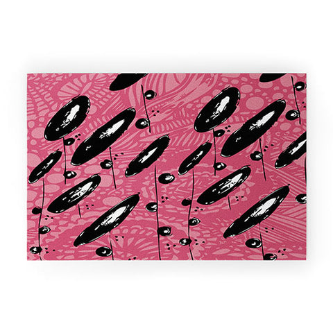 Julia Da Rocha Pink Funky Flowers 3 Welcome Mat