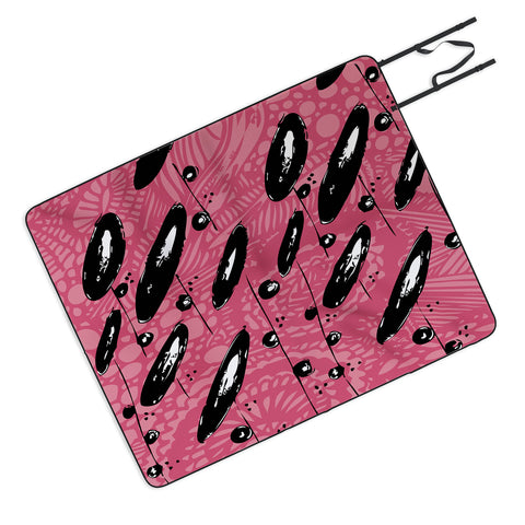 Julia Da Rocha Pink Funky Flowers 3 Picnic Blanket