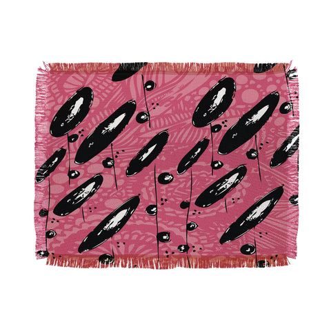 Julia Da Rocha Pink Funky Flowers 3 Throw Blanket