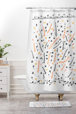 Julia Da Rocha Pretty Flowers Shower Curtain And Mat