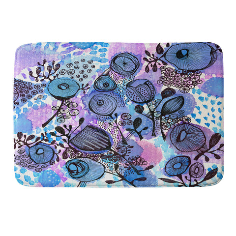 Julia Da Rocha Purple Flowers Bloom Memory Foam Bath Mat