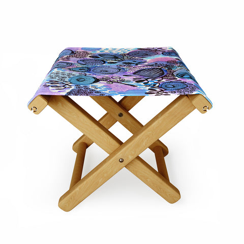 Julia Da Rocha Purple Flowers Bloom Folding Stool