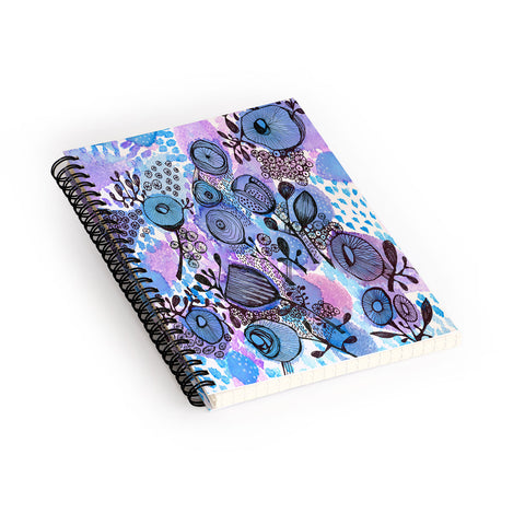 Julia Da Rocha Purple Flowers Bloom Spiral Notebook