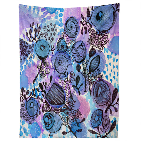 Julia Da Rocha Purple Flowers Bloom Tapestry